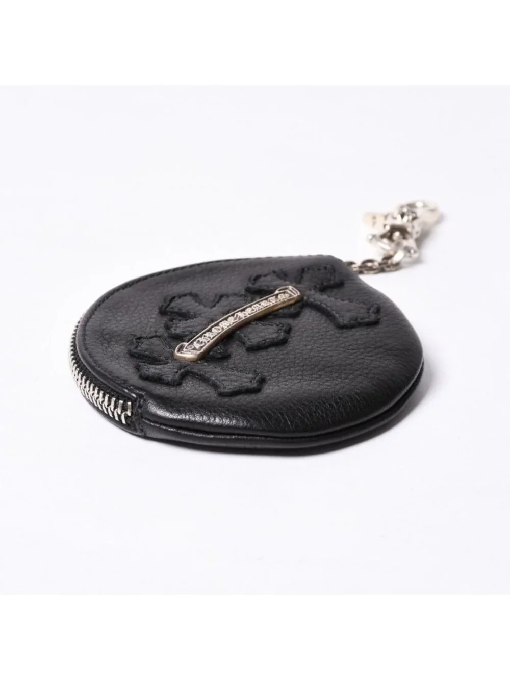 Chrome Hearts Paper with Chain Cross Patch Leather Wallet 925 Sterling Silver